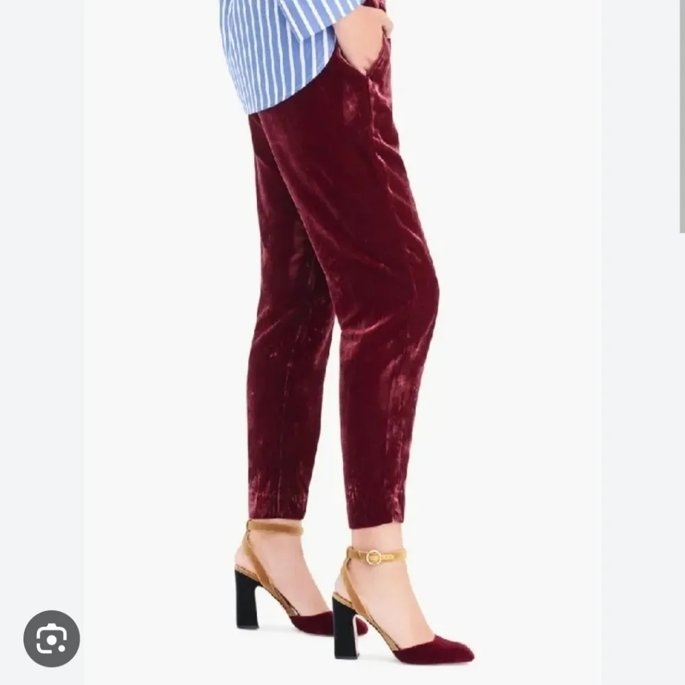 J. Crew luxe burgundy velvet easy pull on pants